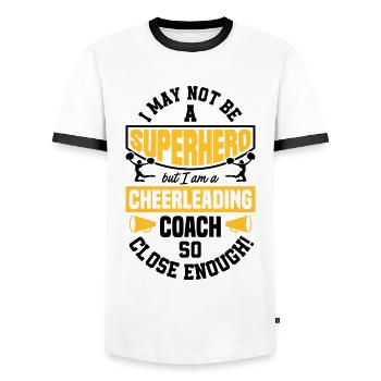 I May Not Be A Superhero But I Am A Cheerleading C - Männer Kontrast-T-Shirt - Weiß/Schwarz - Vorne - AI Model Female 172 light (172cm) & AI Model Male 178 dark (178cm)