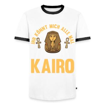 Ihr könnt mich alle mal ich fliege nach Kairo - Männer Kontrast-T-Shirt - Weiß/Schwarz - Vorne - AI Model Female 172 light (172cm) & AI Model Male 178 dark (178cm)