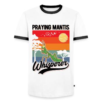 Gottesanbeterin Flüsterer Praying Mantis Whisperer - Men's Ringer Shirt - white/black - Front - AI Model Female 172 light (172cm) & AI Model Male 178 dark (178cm)