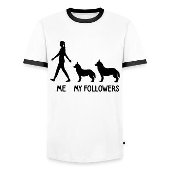 Ich Meine Follower Husky Hunde Züchter Hund - Männer Kontrast-T-Shirt - Weiß/Schwarz - Vorne - AI Model Female 172 light (172cm) & AI Model Male 178 dark (178cm)