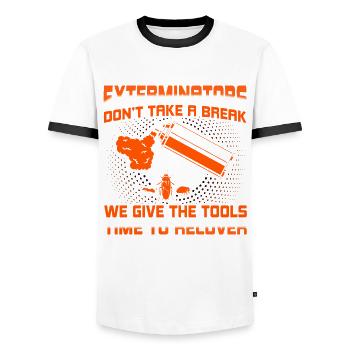 Les combattants de vermine ne prennent pas de pause Exterminateurs - T-shirt contrasté Homme - blanc/noir - Devant - AI Model Female 172 light (172cm) & AI Model Male 178 dark (178cm)
