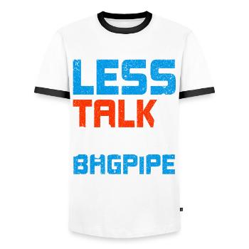 Less talking more bagpipes - Men's Ringer Shirt - white/black - Front - AI Model Female 172 light (172cm) & AI Model Male 178 dark (178cm)