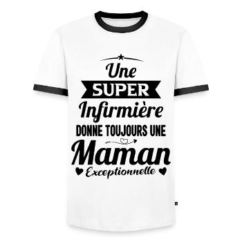 Maman Infirmière exceptionnelle Cadeau - T-shirt contrasté Homme - blanc/noir - Devant - AI Model Female 172 light (172cm) & AI Model Male 178 dark (178cm)