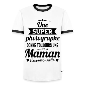 Photographe Maman Exceptionnelle Cadeau Drôle - T-shirt contrasté Homme - blanc/noir - Devant - AI Model Female 172 light (172cm) & AI Model Male 178 dark (178cm)