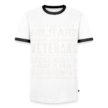 Je suis un travailleur social militaire et vétéran - T-shirt contrasté Homme - blanc/noir - Devant - AI Model Female 172 light (172cm) & AI Model Male 178 dark (178cm)