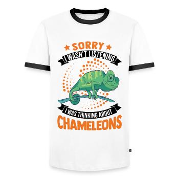 Chameleon Gift Idea Chameleon - Men's Ringer Shirt - white/black - Front - AI Model Female 172 light (172cm) & AI Model Male 178 dark (178cm)