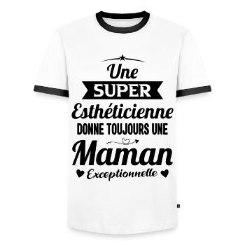 Esthéticienne future maman cadeau annonce mère - T-shirt contrasté Homme - blanc/noir - Devant - AI Model Female 172 light (172cm) & AI Model Male 178 dark (178cm)