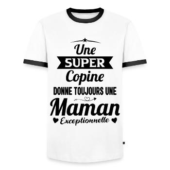 Copine future maman mère cadeau drôle naissance - T-shirt contrasté Homme - blanc/noir - Devant - AI Model Female 172 light (172cm) & AI Model Male 178 dark (178cm)