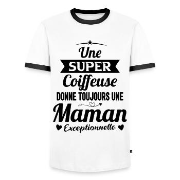 Coiffeuse cadeau drôle maman future coiffure - T-shirt contrasté Homme - blanc/noir - Devant - AI Model Female 172 light (172cm) & AI Model Male 178 dark (178cm)