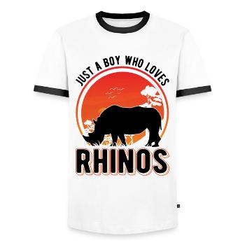 Just a Boy who loves Rhinos Nashorn - Männer Kontrast-T-Shirt - Weiß/Schwarz - Vorne - AI Model Female 172 light (172cm) & AI Model Male 178 dark (178cm)