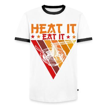 Heat it eat it Ramen - Männer Kontrast-T-Shirt - Weiß/Schwarz - Vorne - AI Model Female 172 light (172cm) & AI Model Male 178 dark (178cm)