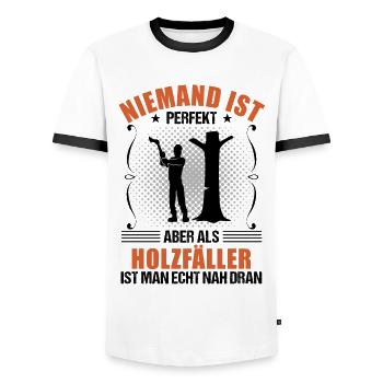 Holzfäller Lustiger Spruch Forstwirt Geschenk - Männer Kontrast-T-Shirt - Weiß/Schwarz - Vorne - AI Model Female 172 light (172cm) & AI Model Male 178 dark (178cm)
