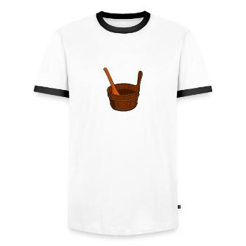 Sauna Saunist Saunameister Saunieren - Männer Kontrast-T-Shirt - Weiß/Schwarz - Vorne - AI Model Female 172 light (172cm) & AI Model Male 178 dark (178cm)