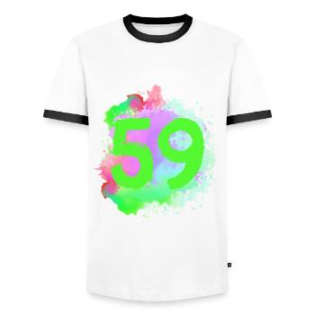 59 Nombre d’objets blob - T-shirt contrasté Homme - blanc/noir - Devant - AI Model Female 172 light (172cm) & AI Model Male 178 dark (178cm)