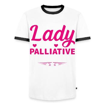 I'm No Lady I'm Palliative Social Worker - Männer Kontrast-T-Shirt - Weiß/Schwarz - Vorne - AI Model Female 172 light (172cm) & AI Model Male 178 dark (178cm)
