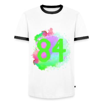 84 Nombre d’objets blob - T-shirt contrasté Homme - blanc/noir - Devant - AI Model Female 172 light (172cm) & AI Model Male 178 dark (178cm)