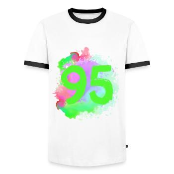 95 Nombre d’objets blob - T-shirt contrasté Homme - blanc/noir - Devant - AI Model Female 172 light (172cm) & AI Model Male 178 dark (178cm)