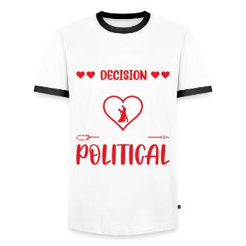 The Smartest Decision A Woman Can Make - Men's Ringer Shirt - white/black - Front - AI Model Female 172 light (172cm) & AI Model Male 178 dark (178cm)