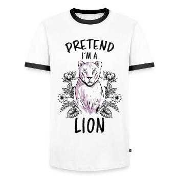Lion Silhouette Big Cat Big Cat Cat Gift - Men's Ringer Shirt - white/black - Front - AI Model Female 172 light (172cm) & AI Model Male 178 dark (178cm)