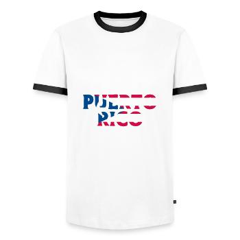 Porto Rico Porto Rico Origine - T-shirt contrasté Homme - blanc/noir - Devant - AI Model Female 172 light (172cm) & AI Model Male 178 dark (178cm)