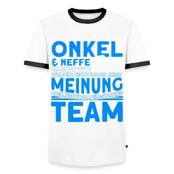 Onkel & Neffe Ein Starkes Team Onkel - Männer Kontrast-T-Shirt - Weiß/Schwarz - Vorne - AI Model Female 172 light (172cm) & AI Model Male 178 dark (178cm)