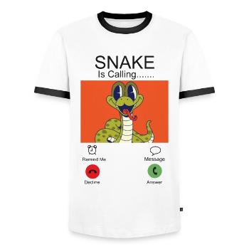 Snake Serpent Phone Display Snake - Männer Kontrast-T-Shirt - Weiß/Schwarz - Vorne - AI Model Female 172 light (172cm) & AI Model Male 178 dark (178cm)