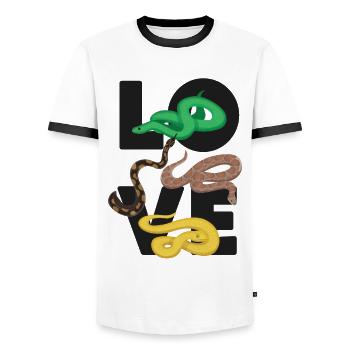 Snake Serpent Love - Men's Ringer Shirt - white/black - Front - AI Model Female 172 light (172cm) & AI Model Male 178 dark (178cm)