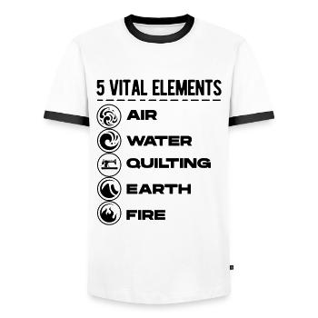 5 Vital Elements Air Water Quilting Earth Fire Kni - Männer Kontrast-T-Shirt - Weiß/Schwarz - Vorne - AI Model Female 172 light (172cm) & AI Model Male 178 dark (178cm)