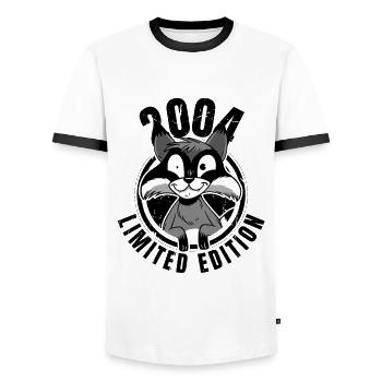 Limited Edition 2004 Crazy Raccoon Raccoon - Men's Ringer Shirt - white/black - Front - AI Model Female 172 light (172cm) & AI Model Male 178 dark (178cm)