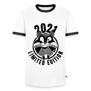 Édition limitée 2021 Crazy Raccoon Raccoon - T-shirt contrasté Homme - blanc/noir - Devant - AI Model Female 172 light (172cm) & AI Model Male 178 dark (178cm)