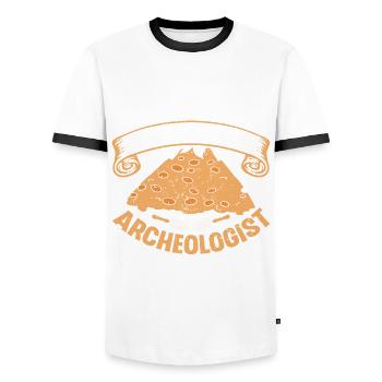 Archaeology Job Profession Work Archaeologist - Men's Ringer Shirt - white/black - Front - AI Model Female 172 light (172cm) & AI Model Male 178 dark (178cm)