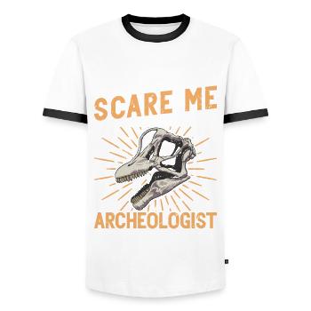 Archaeology Job Profession Work Archaeologist - Men's Ringer Shirt - white/black - Front - AI Model Female 172 light (172cm) & AI Model Male 178 dark (178cm)