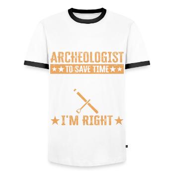 Archaeology Job Profession Work Archaeologist - Men's Ringer Shirt - white/black - Front - AI Model Female 172 light (172cm) & AI Model Male 178 dark (178cm)