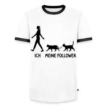 Ich Meine Follower Katzen Züchter Katze Kitten - Männer Kontrast-T-Shirt - Weiß/Schwarz - Vorne - AI Model Female 172 light (172cm) & AI Model Male 178 dark (178cm)