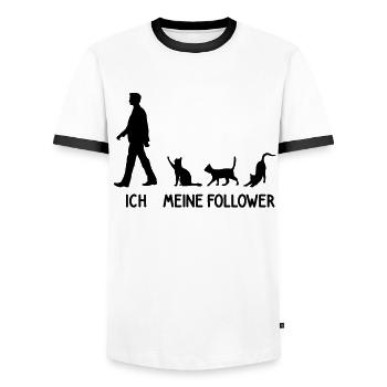 Ich Meine Follower Katzen Züchter Katze Kitten - Männer Kontrast-T-Shirt - Weiß/Schwarz - Vorne - AI Model Female 172 light (172cm) & AI Model Male 178 dark (178cm)
