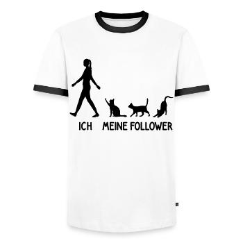 Ich Meine Follower Katzen Züchter Katze Kitten - Männer Kontrast-T-Shirt - Weiß/Schwarz - Vorne - AI Model Female 172 light (172cm) & AI Model Male 178 dark (178cm)