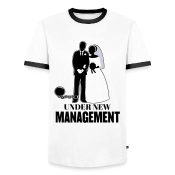 Unter Neuem Management Up In Life Game Of Wedding - Männer Kontrast-T-Shirt - Weiß/Schwarz - Vorne - AI Model Female 172 light (172cm) & AI Model Male 178 dark (178cm)