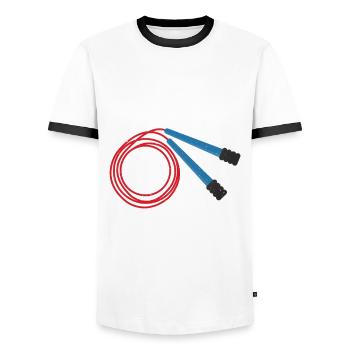 Saut à la corde pour le fitness roping - T-shirt contrasté Homme - blanc/noir - Devant - AI Model Female 172 light (172cm) & AI Model Male 178 dark (178cm)
