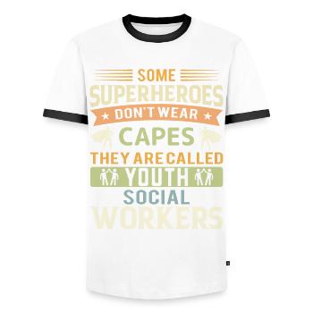 Certains super-héros ne portent pas de capes - T-shirt contrasté Homme - blanc/noir - Devant - AI Model Female 172 light (172cm) & AI Model Male 178 dark (178cm)