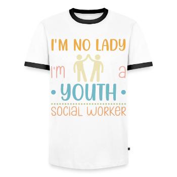 Je ne suis pas une dame Je suis une travailleuse sociale pour les jeunes - T-shirt contrasté Homme - blanc/noir - Devant - AI Model Female 172 light (172cm) & AI Model Male 178 dark (178cm)