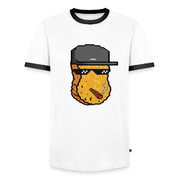 Nug Life Nugget Lover Chicken Nuggets Fast Food - Männer Kontrast-T-Shirt - Weiß/Schwarz - Vorne - AI Model Female 172 light (172cm) & AI Model Male 178 dark (178cm)