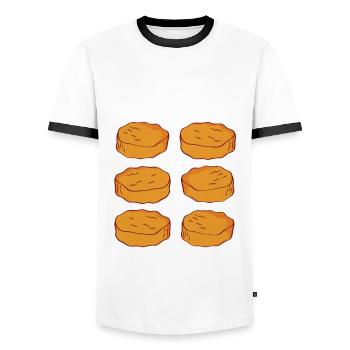Nugget Sixpack Nugget Lover Poulet Nuggets Esser - T-shirt contrasté Homme - blanc/noir - Devant - AI Model Female 172 light (172cm) & AI Model Male 178 dark (178cm)