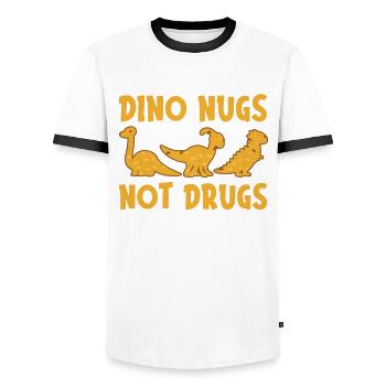 Dino Nugs Nugget Lover Chicken Nuggets Fast Food - Männer Kontrast-T-Shirt - Weiß/Schwarz - Vorne - AI Model Female 172 light (172cm) & AI Model Male 178 dark (178cm)