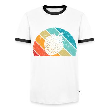 Strawberry Fruit Lover Retro Healthy Gift idea - Männer Kontrast-T-Shirt - Weiß/Schwarz - Vorne - AI Model Female 172 light (172cm) & AI Model Male 178 dark (178cm)
