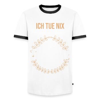Ich tue nix ich will nur nach Kreta - Männer Kontrast-T-Shirt - Weiß/Schwarz - Vorne - AI Model Female 172 light (172cm) & AI Model Male 178 dark (178cm)