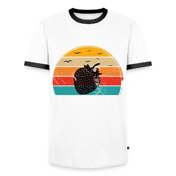 Strawberry Fruit Lover Retro Healthy Gift idea - Männer Kontrast-T-Shirt - Weiß/Schwarz - Vorne - AI Model Female 172 light (172cm) & AI Model Male 178 dark (178cm)