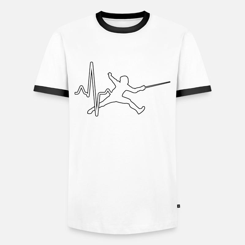 Fechten Herzschlag - Männer Kontrast-T-Shirt - Weiß/Schwarz