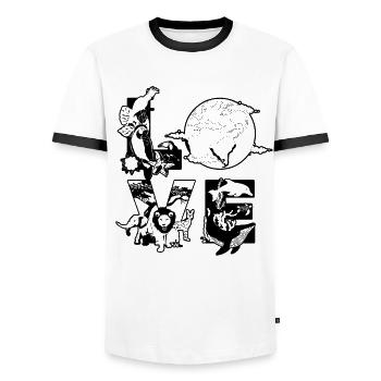 Earth LOVE Earth Day Environment Climate Change LOVE - Men's Ringer Shirt - white/black - Front - AI Model Female 172 light (172cm) & AI Model Male 178 dark (178cm)