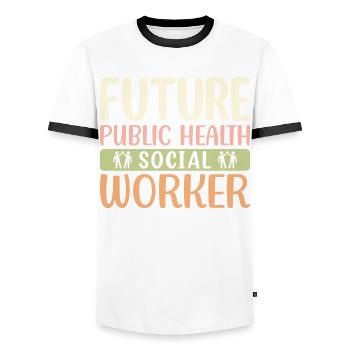 Future Public Health Social Worker - Men's Ringer Shirt - white/black - Front - AI Model Female 172 light (172cm) & AI Model Male 178 dark (178cm)