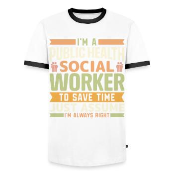 I Am A Public Health Social Worker - Men's Ringer Shirt - white/black - Front - AI Model Female 172 light (172cm) & AI Model Male 178 dark (178cm)